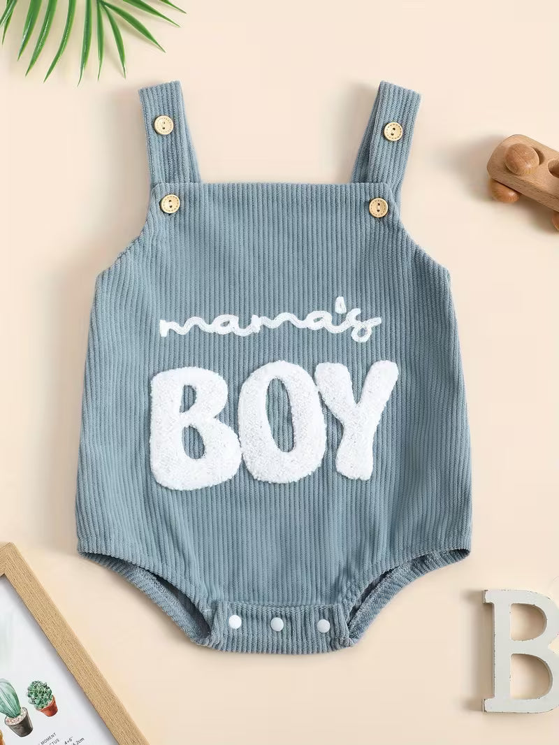 Baby “BOY” Letter Embroidered Romper – Cute & Comfortable Outfit for Little Ones