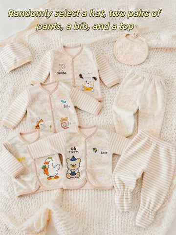 Newborn Baby 5-Piece Clothing Set – Soft & Comfortable Autumn/Winter Outfit for Boys and Girls (0–3 Months)