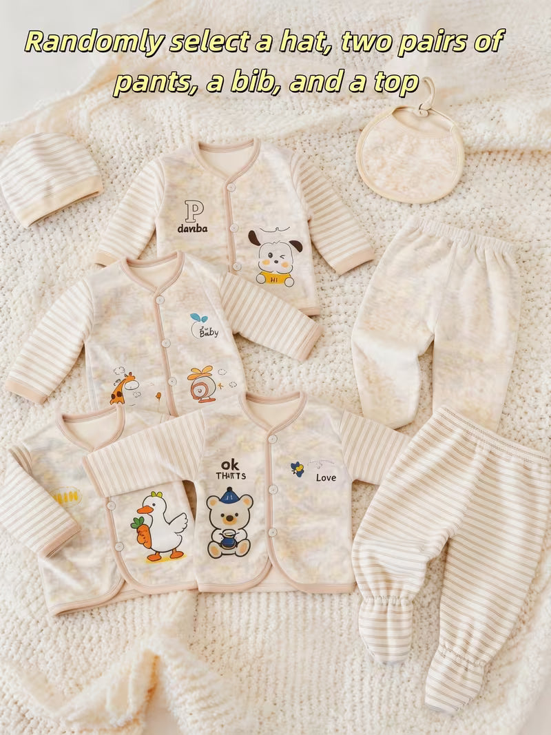 Newborn Baby 5-Piece Clothing Set – Soft & Comfortable Autumn/Winter Outfit for Boys and Girls (0–3 Months)