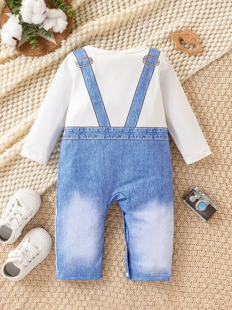 Boys’ Suspender Pattern Denim Jumpsuit – Stylish & Comfortable Everyday Outfit