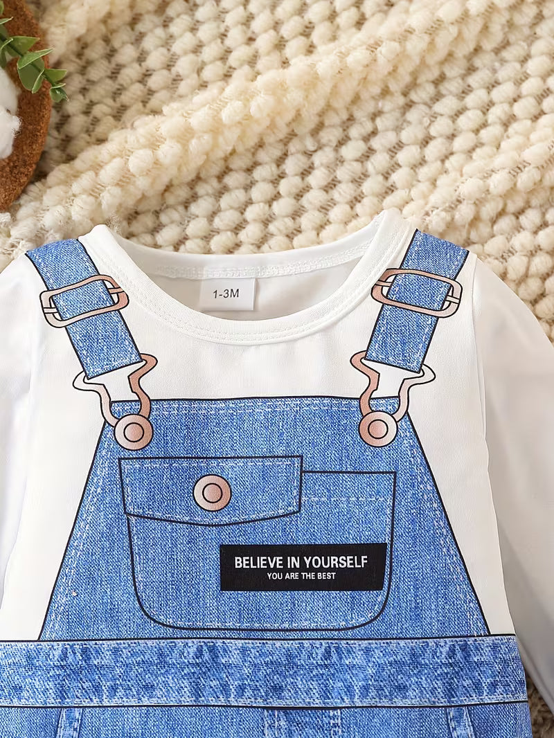 Boys’ Suspender Pattern Denim Jumpsuit – Stylish & Comfortable Everyday Outfit