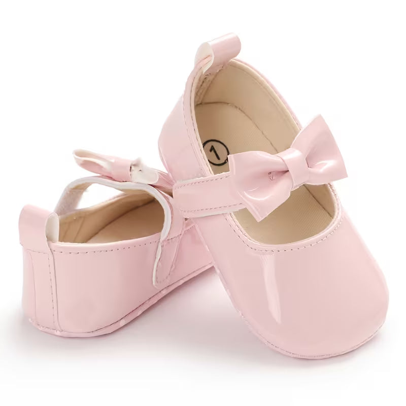 Baby Princess Shoes with Cute Bow – Elegant Flat Shoes for Newborns (0–1 Year)