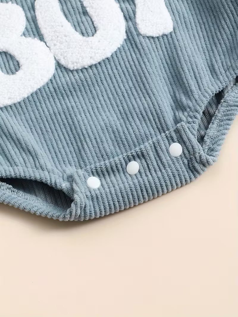 Baby “BOY” Letter Embroidered Romper – Cute & Comfortable Outfit for Little Ones