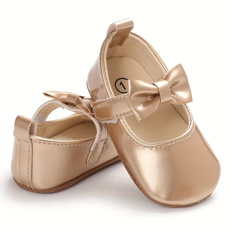 Baby Princess Shoes with Cute Bow – Elegant Flat Shoes for Newborns (0–1 Year)