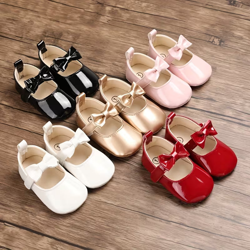 Baby Princess Shoes with Cute Bow – Elegant Flat Shoes for Newborns (0–1 Year)