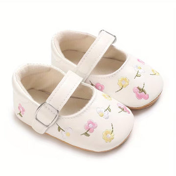 New Style Baby Girls’ Embroidered Princess Flats – 0–12 Months