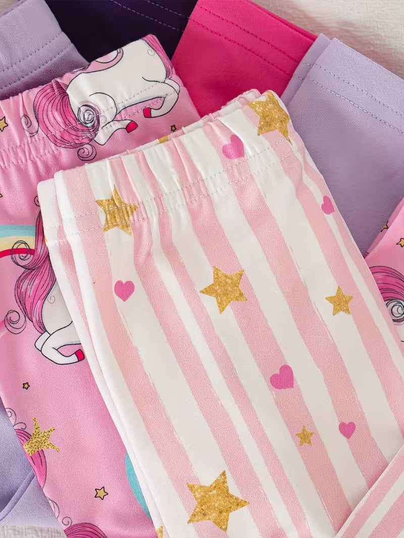 10-Piece Baby Girls’ Autumn Outfit Set – Cute Cartoon Print Long-Sleeve T-Shirt & Casual Pants