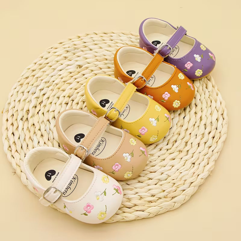 New Style Baby Girls’ Embroidered Princess Flats – 0–12 Months