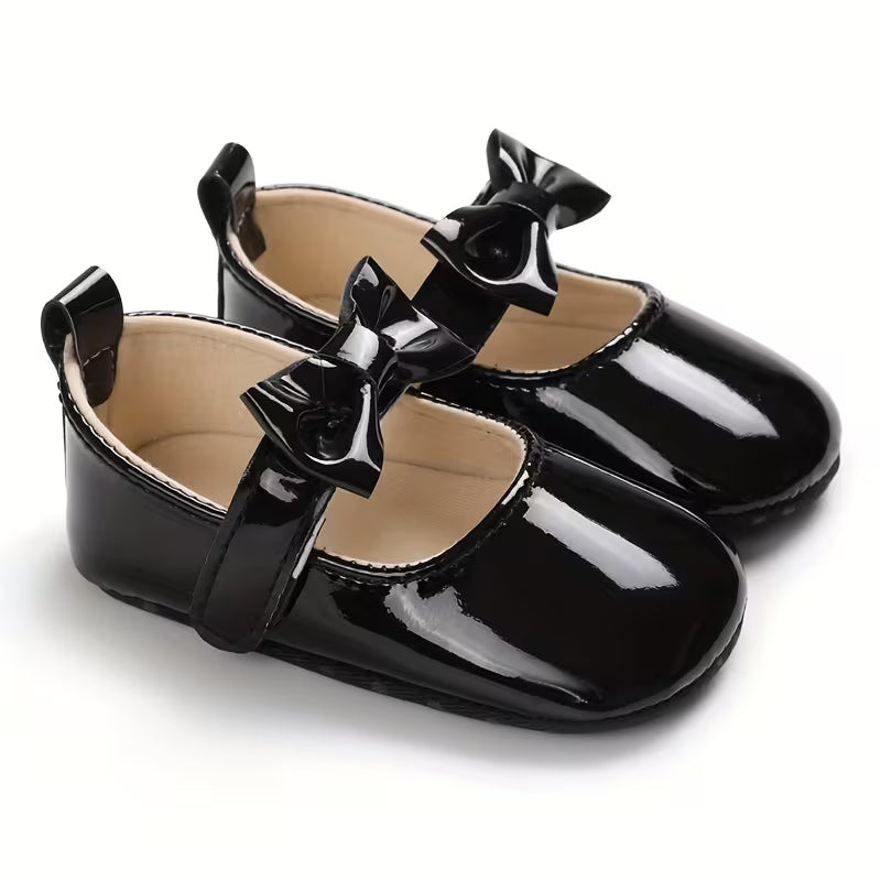 Baby Princess Shoes with Cute Bow – Elegant Flat Shoes for Newborns (0–1 Year)