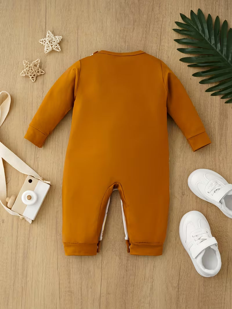 Cartoon Lion Baby Romper – Cute Fake Suspenders Outfit for Boys and Girls