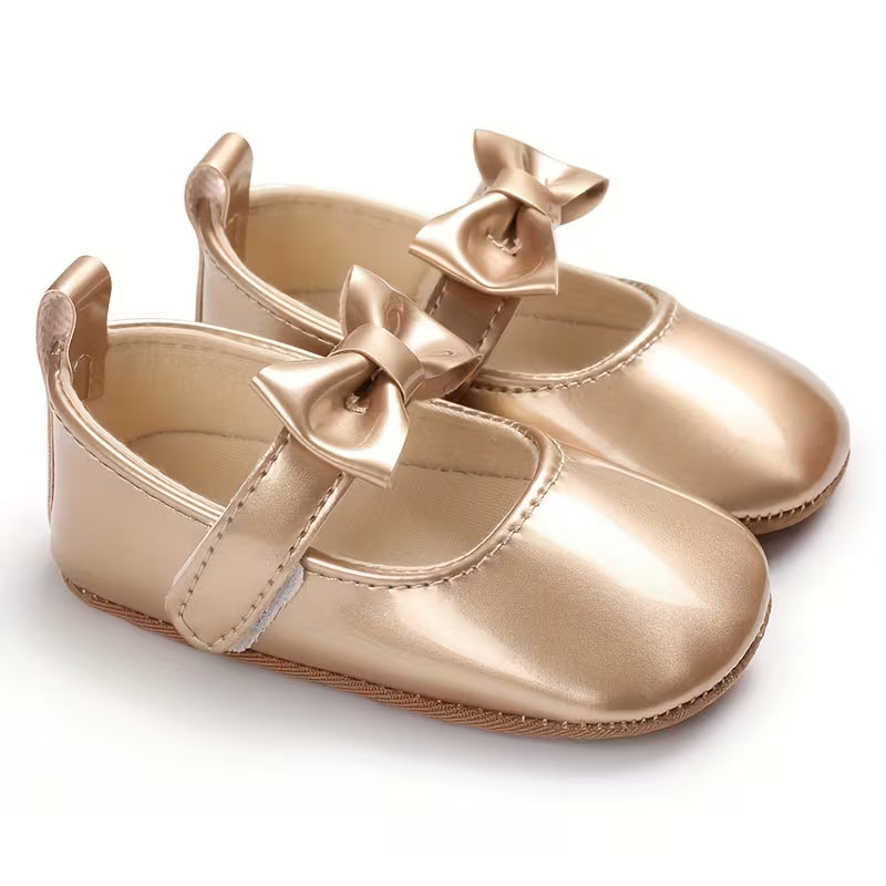 Baby Princess Shoes with Cute Bow – Elegant Flat Shoes for Newborns (0–1 Year)