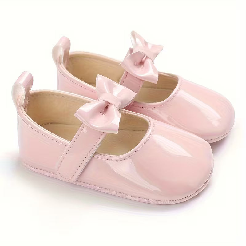Baby Princess Shoes with Cute Bow – Elegant Flat Shoes for Newborns (0–1 Year)