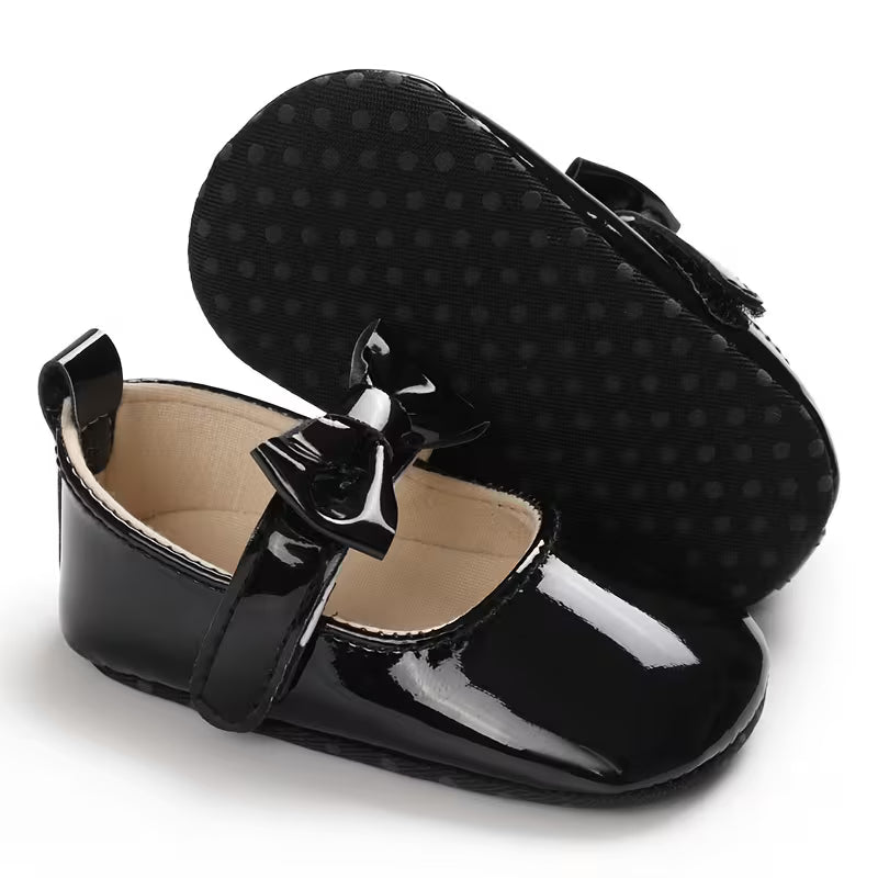 Baby Princess Shoes with Cute Bow – Elegant Flat Shoes for Newborns (0–1 Year)