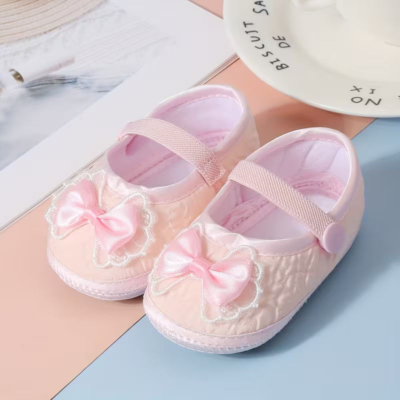 Baby First Walker Shoes with Cute Bow Design – Soft Sole, Slip-Resistant & Comfortable