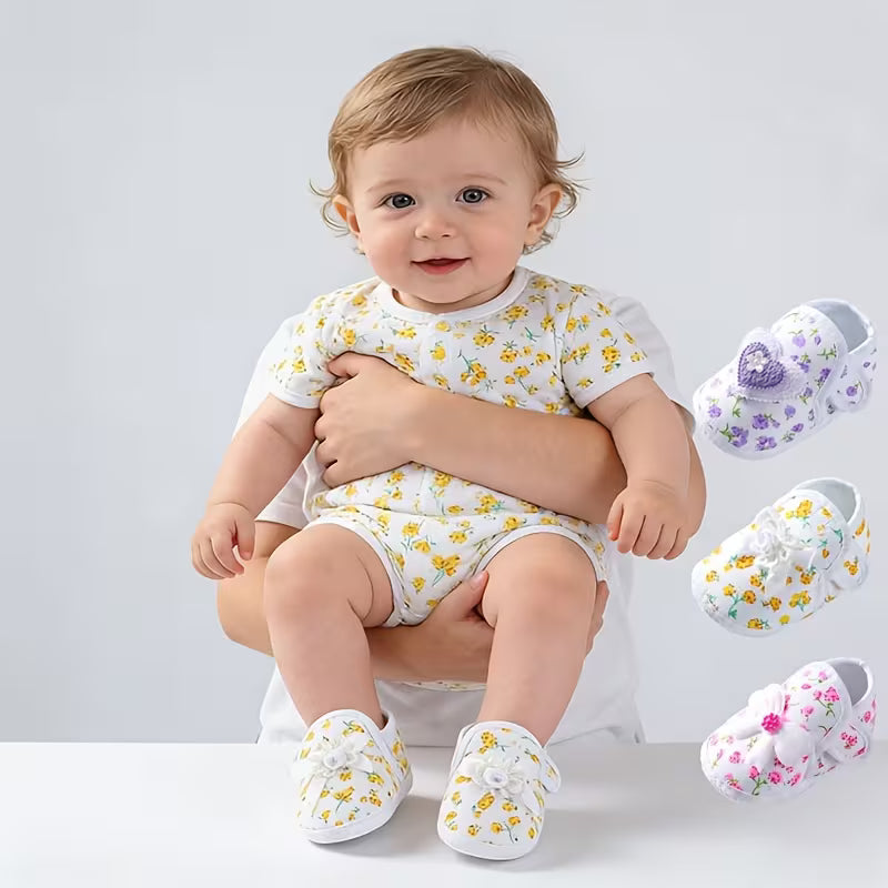 Baby Non-Slip Cloth Shoes – Cute Floral Princess Shoes for Girls (0–1 Year)