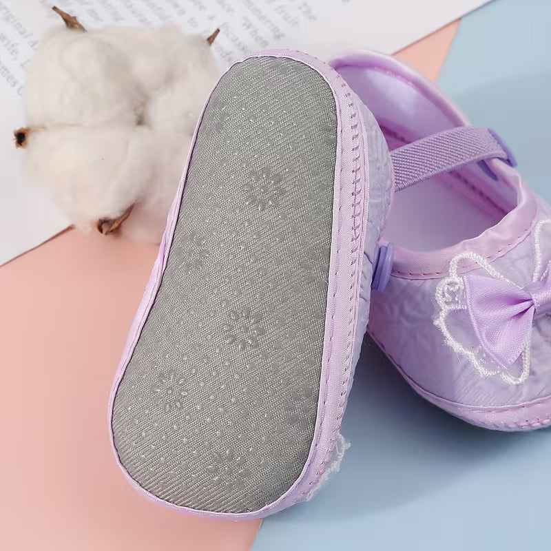 Baby First Walker Shoes with Cute Bow Design – Soft Sole, Slip-Resistant & Comfortable