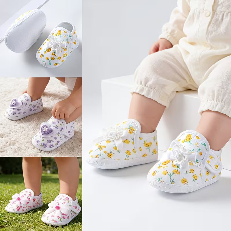 Baby Non-Slip Cloth Shoes – Cute Floral Princess Shoes for Girls (0–1 Year)