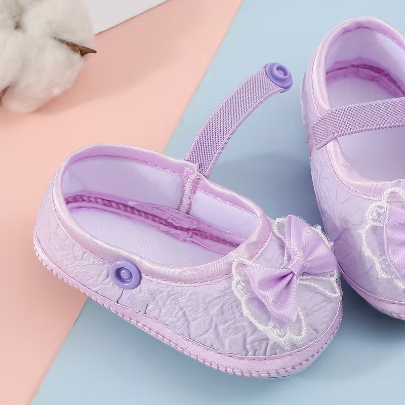 Baby First Walker Shoes with Cute Bow Design – Soft Sole, Slip-Resistant & Comfortable