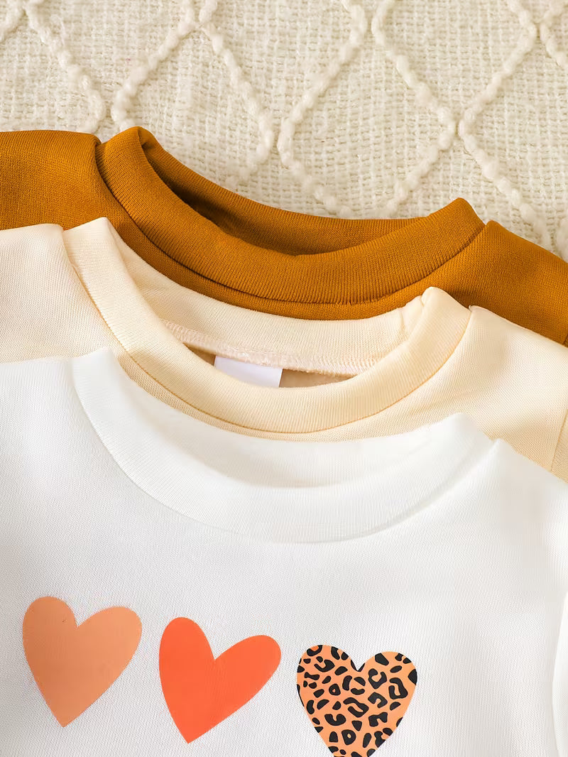 6-Piece Baby Girls’ Velvet Clothing Set – Love Letter Print Sweatshirt & Matching Sweatpants for Autumn and Winter