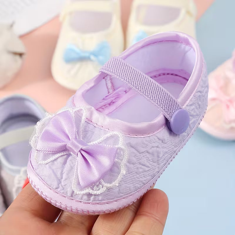 Baby First Walker Shoes with Cute Bow Design – Soft Sole, Slip-Resistant & Comfortable
