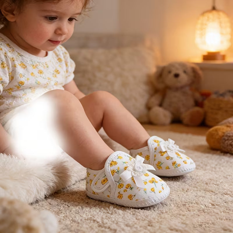 Baby Non-Slip Cloth Shoes – Cute Floral Princess Shoes for Girls (0–1 Year)