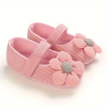 Baby Girl Princess Shoes – Cute Floral Mary Jane Flats for 0–6 Months