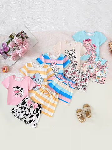 5-Set Newborn Baby Clothing Collection – Summer Short-Sleeve T-Shirts & Matching Shorts