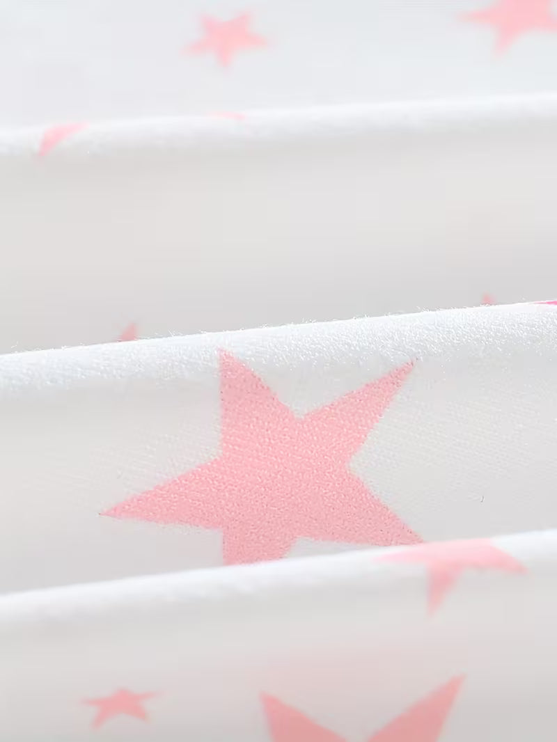 20-Piece Newborn Baby Girls’ Clothing Set – Pink Star & Striped Knitted Rompers, Pants and Gloves